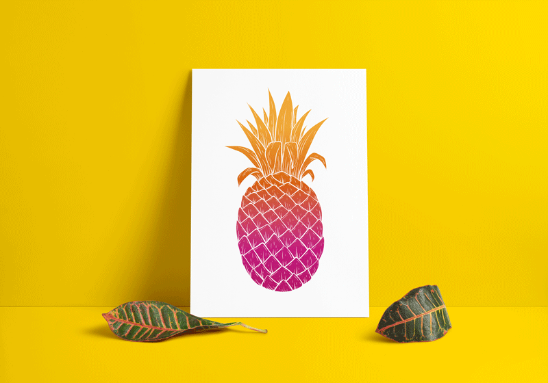 Poster "Ananas rosa-orange"